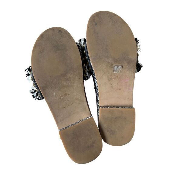 Coach Brayden Rafia Leather Sandals Slides size 6.5 - Picture 7 of 11